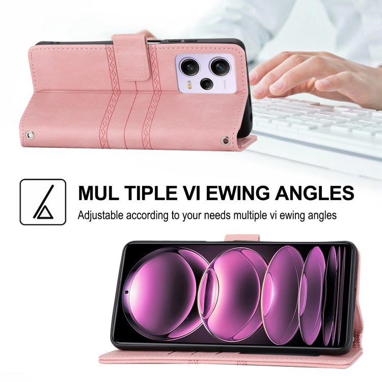 Custodia portafoglio in pelle effetto righe per Redmi Note 12 Pro