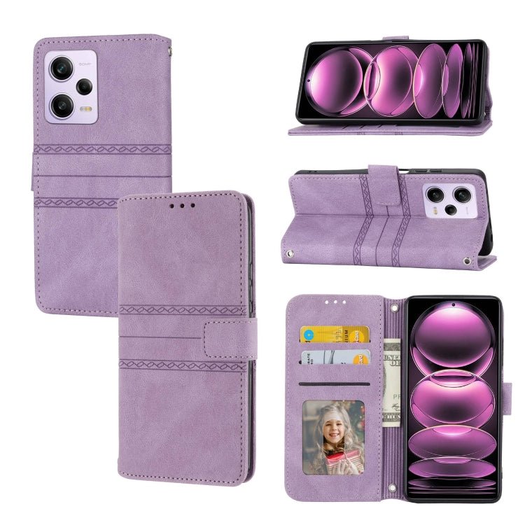 Custodia portafoglio in pelle effetto righe per Redmi Note 12 Pro