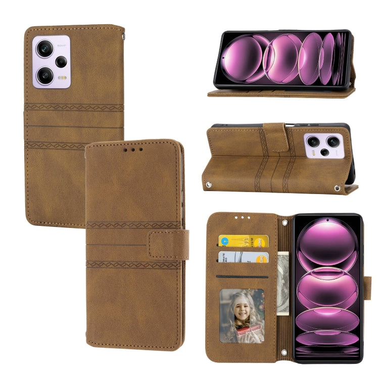 Custodia portafoglio in pelle effetto righe per Redmi Note 12 Pro