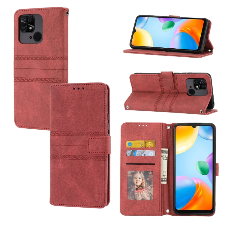 Custodia portafoglio in pelle effetto righe per Redmi Note 12 Pro