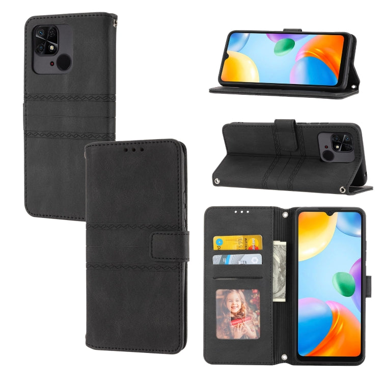 Custodia portafoglio in pelle effetto righe per Redmi Note 12 Pro