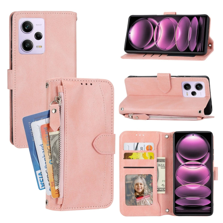 Custodia portafoglio in pelle con cerniera per Redmi Note 12 Pro