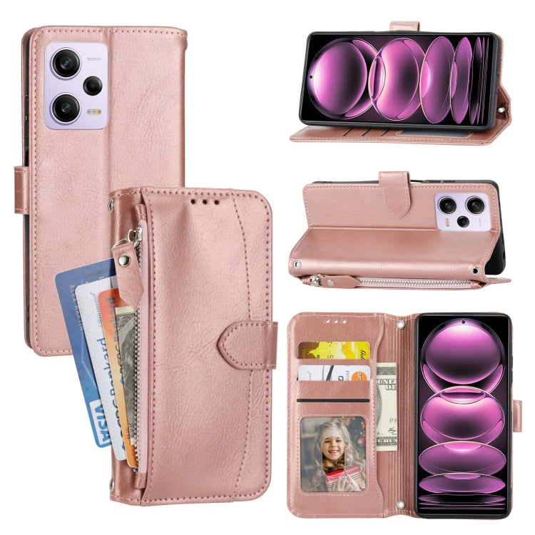 Custodia portafoglio in pelle con cerniera per Redmi Note 12 Pro