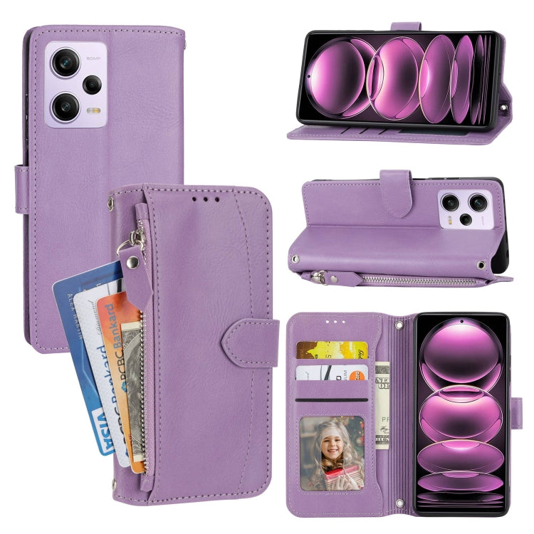 Custodia portafoglio in pelle con cerniera per Redmi Note 12 Pro