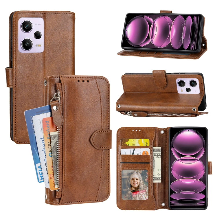 Custodia portafoglio in pelle con cerniera per Redmi Note 12 Pro