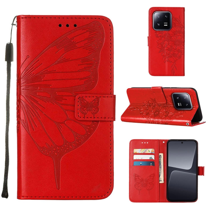 Custodia per telefono in pelle con farfalla goffrata, For Xiaomi 13 Pro, For Xiaomi Poco X5 Pro 5G / Redmi Note 12 Pro Speed