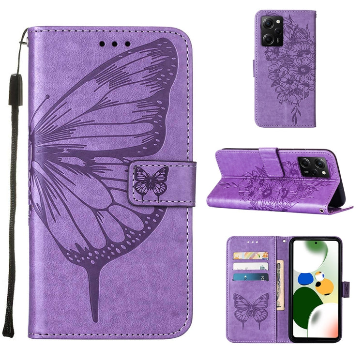Custodia per telefono in pelle con farfalla goffrata, For Xiaomi 13 Pro, For Xiaomi Poco X5 Pro 5G / Redmi Note 12 Pro Speed