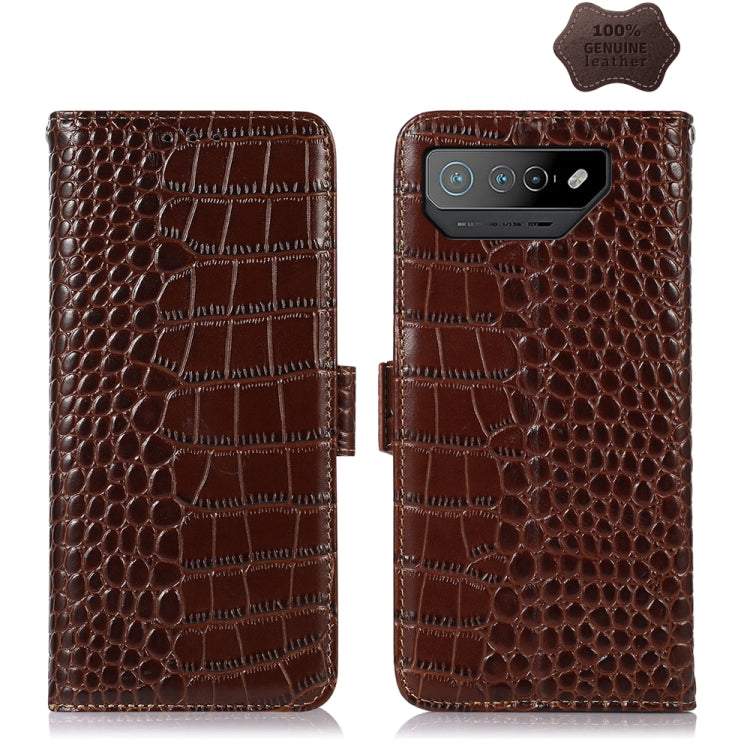 Custodia per telefono in pelle di vacchetta di coccodrillo, For Asus ROG Phone 7