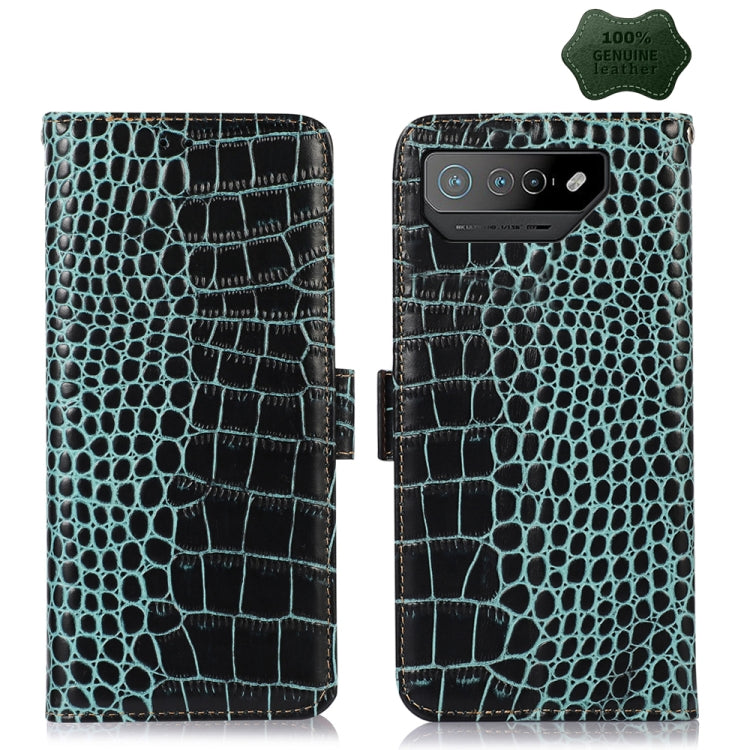 Custodia per telefono in pelle di vacchetta di coccodrillo, For Asus ROG Phone 7