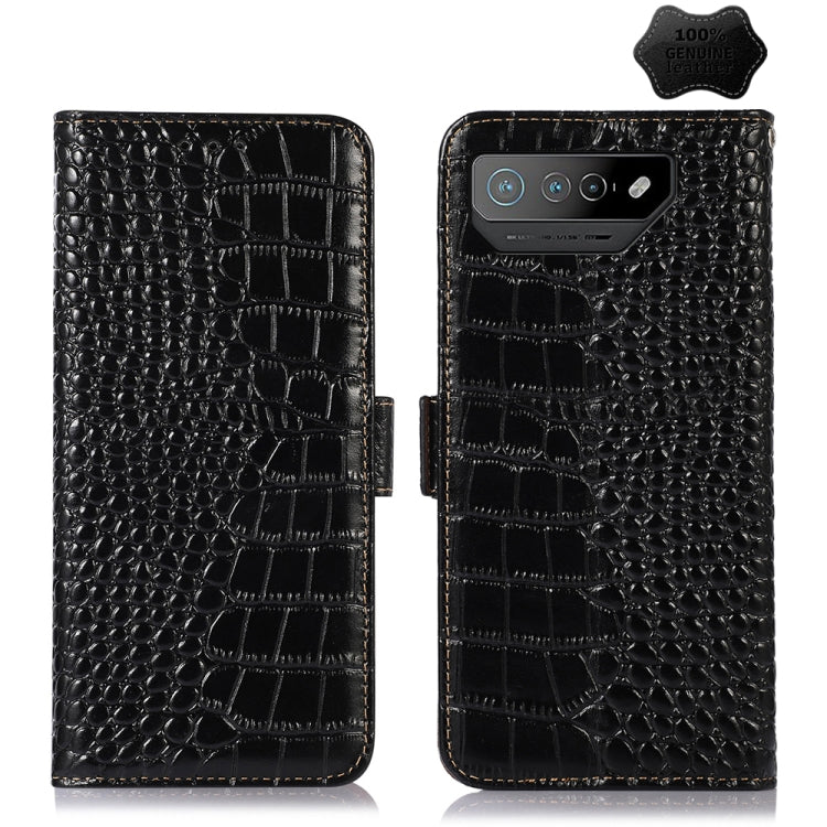 Custodia per telefono in pelle di vacchetta di coccodrillo, For Asus ROG Phone 7