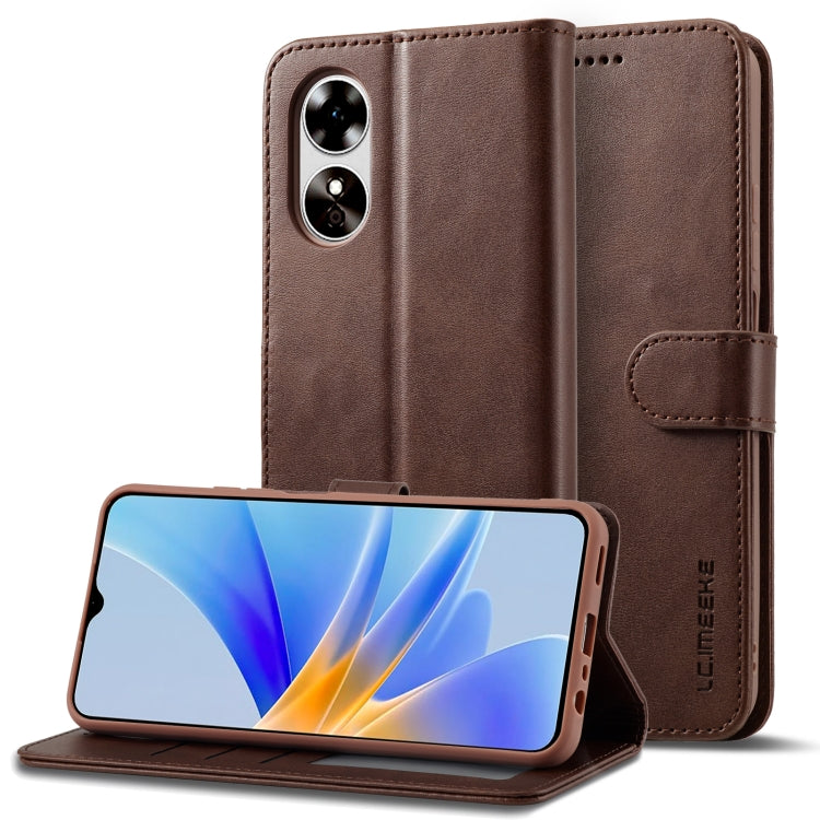 LC.IMEEKE Custodia in pelle a vibrazione orizzontale con struttura in vitello, For OPPO A78 5G Global