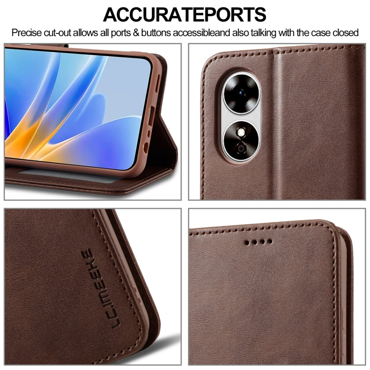 LC.IMEEKE Custodia in pelle a vibrazione orizzontale con struttura in vitello, For OPPO A78 5G Global