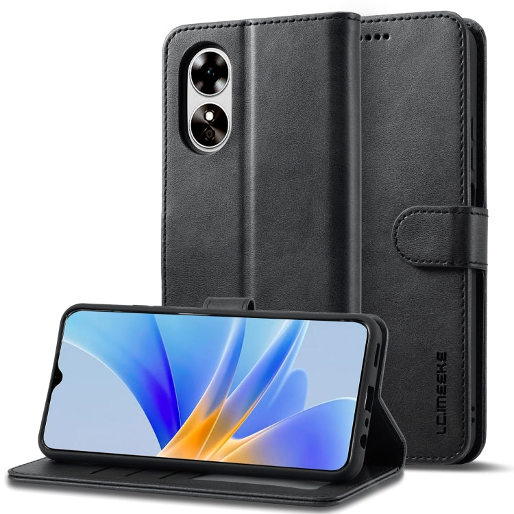 LC.IMEEKE Custodia in pelle a vibrazione orizzontale con struttura in vitello, For OPPO A78 5G Global