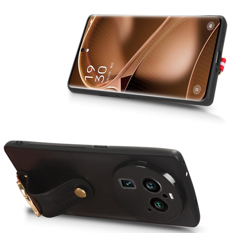 Custodia per telefono posteriore in pelle con cinturino, For OPPO Find X6 Pro 5G, For Realme C55