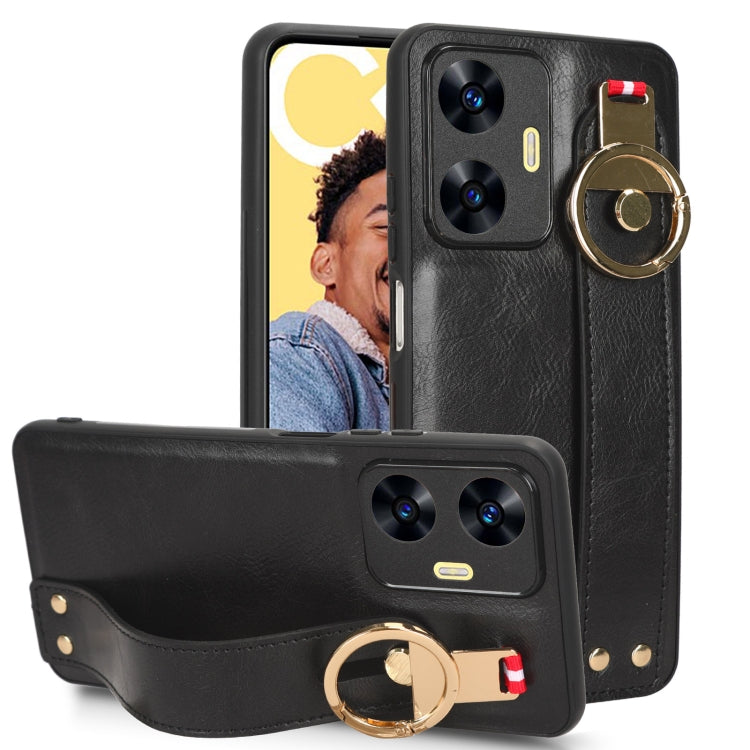 Custodia per telefono posteriore in pelle con cinturino, For OPPO Find X6 Pro 5G, For Realme C55