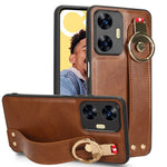 Custodia per telefono posteriore in pelle con cinturino, For OPPO Find X6 Pro 5G, For Realme C55