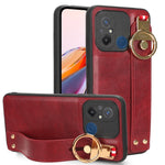 Custodia per telefono posteriore in pelle con cinturino, For Redmi Note 12 Pro 5G Global, For Xiaomi Poco X5 Pro 5G, For Xiaomi Redmi 12C / Poco C55, For Xiaomi Redmi K60 / K60 Pro