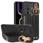 Custodia per telefono posteriore in pelle con cinturino, For Redmi Note 12 Pro 5G Global, For Xiaomi Poco X5 Pro 5G, For Xiaomi Redmi 12C / Poco C55, For Xiaomi Redmi K60 / K60 Pro