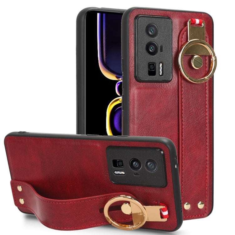 Custodia per telefono posteriore in pelle con cinturino, For Redmi Note 12 Pro 5G Global, For Xiaomi Poco X5 Pro 5G, For Xiaomi Redmi 12C / Poco C55, For Xiaomi Redmi K60 / K60 Pro