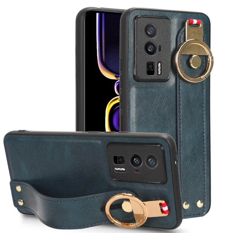 Custodia per telefono posteriore in pelle con cinturino, For Redmi Note 12 Pro 5G Global, For Xiaomi Poco X5 Pro 5G, For Xiaomi Redmi 12C / Poco C55, For Xiaomi Redmi K60 / K60 Pro