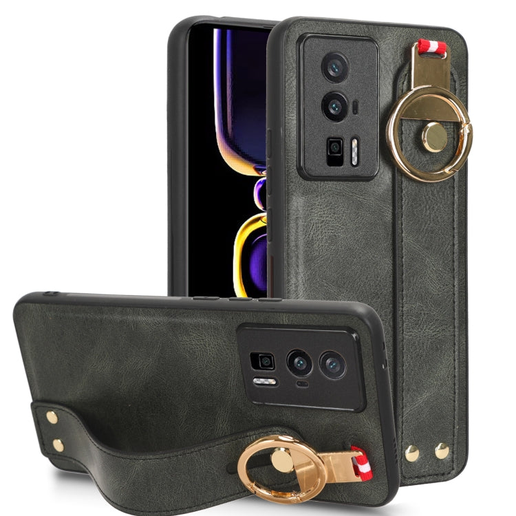 Custodia per telefono posteriore in pelle con cinturino, For Redmi Note 12 Pro 5G Global, For Xiaomi Poco X5 Pro 5G, For Xiaomi Redmi 12C / Poco C55, For Xiaomi Redmi K60 / K60 Pro