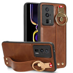 Custodia per telefono posteriore in pelle con cinturino, For Redmi Note 12 Pro 5G Global, For Xiaomi Poco X5 Pro 5G, For Xiaomi Redmi 12C / Poco C55, For Xiaomi Redmi K60 / K60 Pro