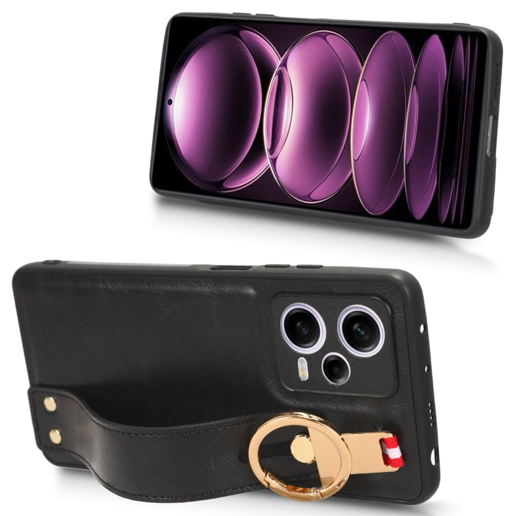 Custodia per telefono posteriore in pelle con cinturino, For Redmi Note 12 Pro 5G Global, For Xiaomi Poco X5 Pro 5G, For Xiaomi Redmi 12C / Poco C55, For Xiaomi Redmi K60 / K60 Pro