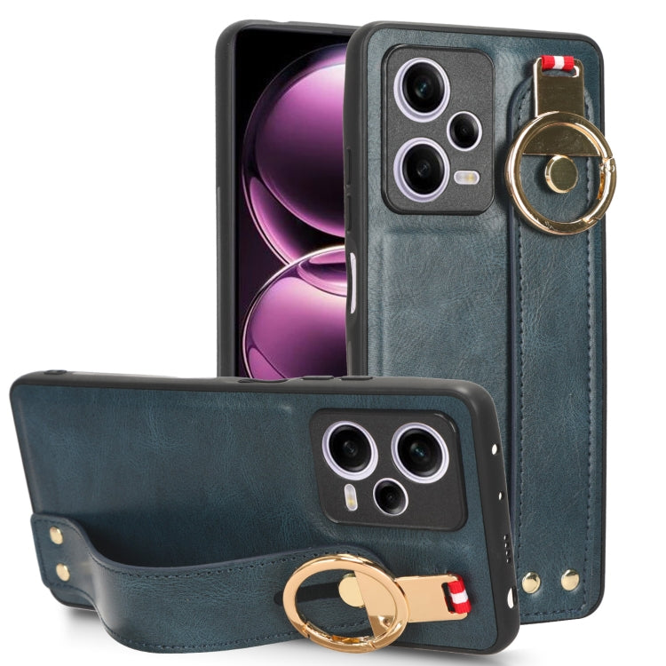 Custodia per telefono posteriore in pelle con cinturino, For Redmi Note 12 Pro 5G Global, For Xiaomi Poco X5 Pro 5G, For Xiaomi Redmi 12C / Poco C55, For Xiaomi Redmi K60 / K60 Pro