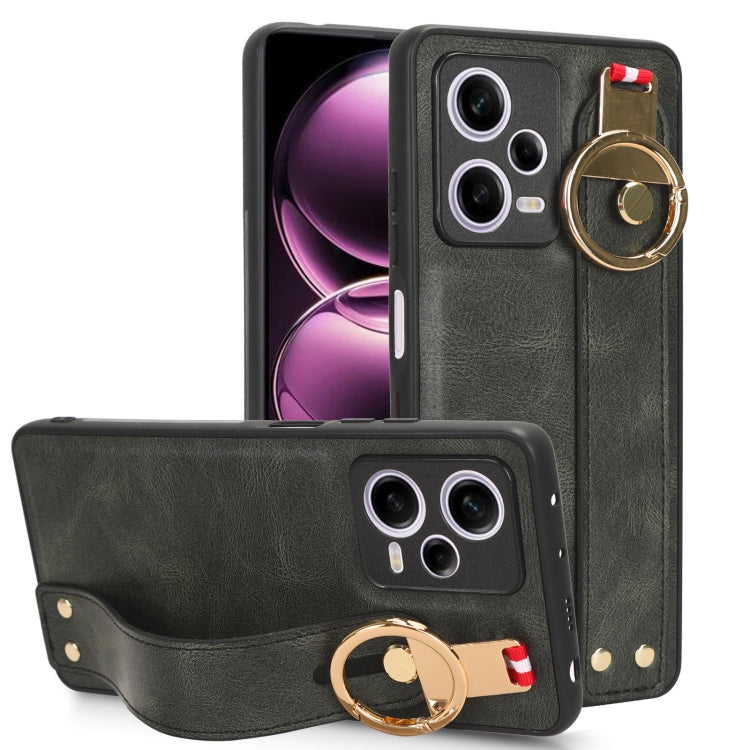 Custodia per telefono posteriore in pelle con cinturino, For Redmi Note 12 Pro 5G Global, For Xiaomi Poco X5 Pro 5G, For Xiaomi Redmi 12C / Poco C55, For Xiaomi Redmi K60 / K60 Pro