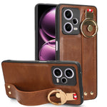 Custodia per telefono posteriore in pelle con cinturino, For Redmi Note 12 Pro 5G Global, For Xiaomi Poco X5 Pro 5G, For Xiaomi Redmi 12C / Poco C55, For Xiaomi Redmi K60 / K60 Pro