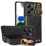 Custodia per telefono posteriore in pelle con cinturino, For Redmi Note 12 Pro 5G Global, For Xiaomi Poco X5 Pro 5G, For Xiaomi Redmi 12C / Poco C55, For Xiaomi Redmi K60 / K60 Pro