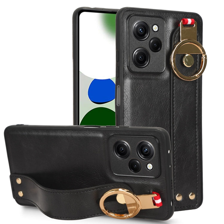 Custodia per telefono posteriore in pelle con cinturino, For Redmi Note 12 Pro 5G Global, For Xiaomi Poco X5 Pro 5G, For Xiaomi Redmi 12C / Poco C55, For Xiaomi Redmi K60 / K60 Pro