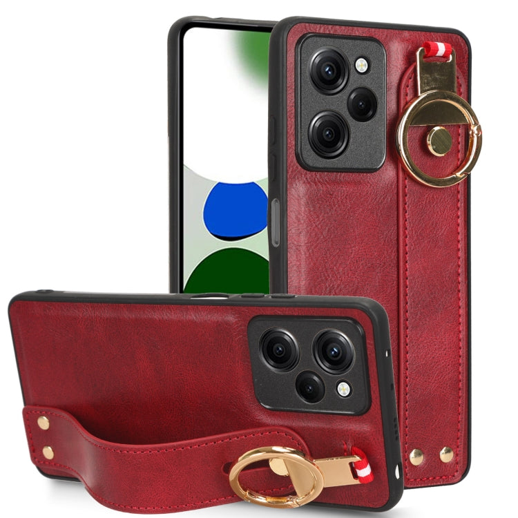 Custodia per telefono posteriore in pelle con cinturino, For Redmi Note 12 Pro 5G Global, For Xiaomi Poco X5 Pro 5G, For Xiaomi Redmi 12C / Poco C55, For Xiaomi Redmi K60 / K60 Pro