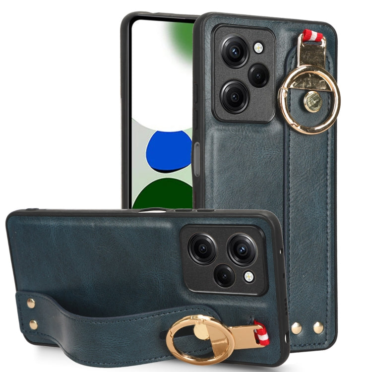 Custodia per telefono posteriore in pelle con cinturino, For Redmi Note 12 Pro 5G Global, For Xiaomi Poco X5 Pro 5G, For Xiaomi Redmi 12C / Poco C55, For Xiaomi Redmi K60 / K60 Pro
