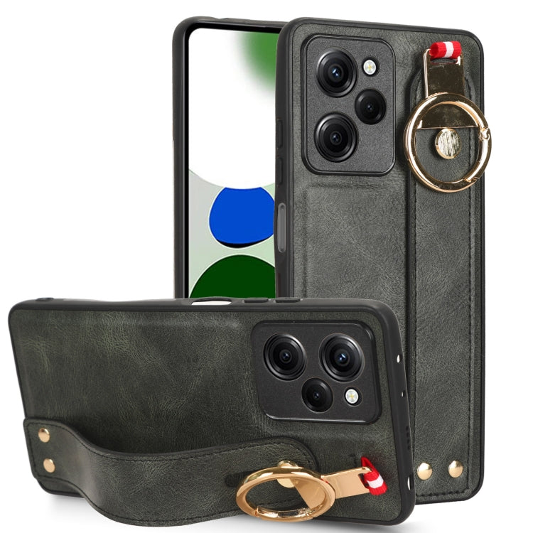 Custodia per telefono posteriore in pelle con cinturino, For Redmi Note 12 Pro 5G Global, For Xiaomi Poco X5 Pro 5G, For Xiaomi Redmi 12C / Poco C55, For Xiaomi Redmi K60 / K60 Pro