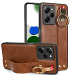 Custodia per telefono posteriore in pelle con cinturino, For Redmi Note 12 Pro 5G Global, For Xiaomi Poco X5 Pro 5G, For Xiaomi Redmi 12C / Poco C55, For Xiaomi Redmi K60 / K60 Pro
