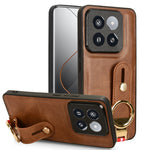 Custodia per telefono posteriore in pelle con cinturino, For Xiaomi 14 Ultra, For Xiaomi Redmi 13C 4G/Poco C65, For Xiaomi 14 Pro, For Xiaomi 14