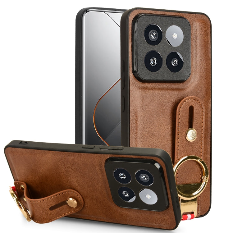 Custodia per telefono posteriore in pelle con cinturino, For Xiaomi 14 Ultra, For Xiaomi Redmi 13C 4G/Poco C65, For Xiaomi 14 Pro, For Xiaomi 14