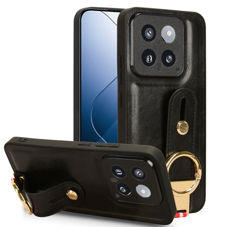Custodia per telefono posteriore in pelle con cinturino, For Xiaomi 14 Ultra, For Xiaomi Redmi 13C 4G/Poco C65, For Xiaomi 14 Pro, For Xiaomi 14