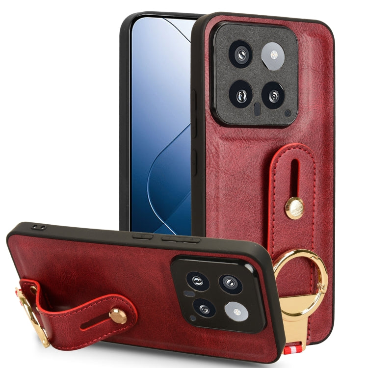 Custodia per telefono posteriore in pelle con cinturino, For Xiaomi 14 Ultra, For Xiaomi Redmi 13C 4G/Poco C65, For Xiaomi 14 Pro, For Xiaomi 14