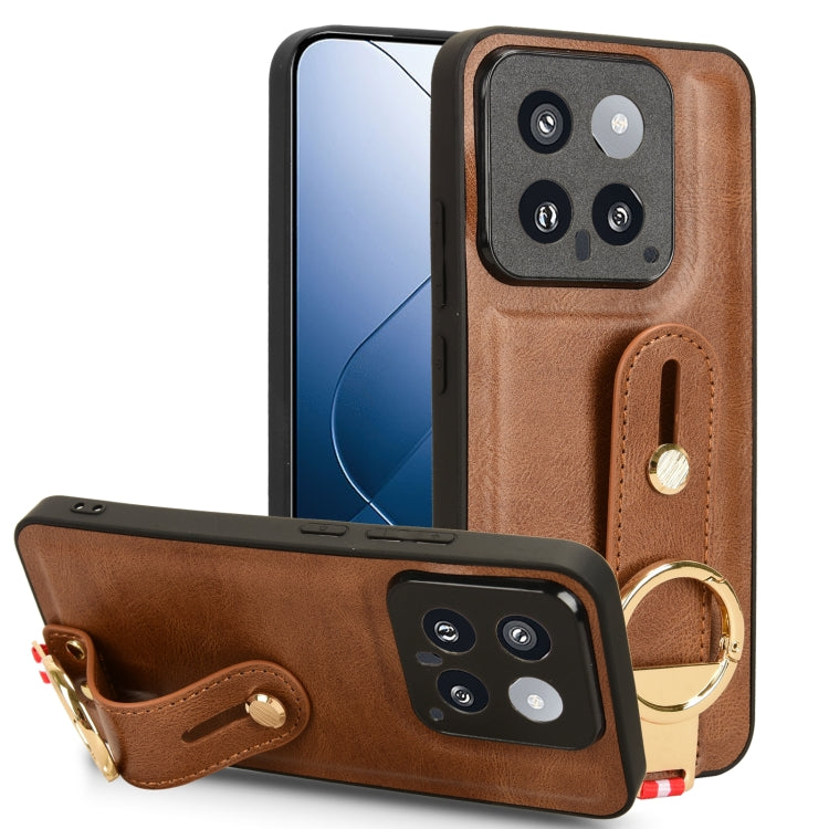 Custodia per telefono posteriore in pelle con cinturino, For Xiaomi 14 Ultra, For Xiaomi Redmi 13C 4G/Poco C65, For Xiaomi 14 Pro, For Xiaomi 14