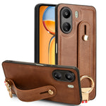 Custodia per telefono posteriore in pelle con cinturino, For Xiaomi 14 Ultra, For Xiaomi Redmi 13C 4G/Poco C65, For Xiaomi 14 Pro, For Xiaomi 14