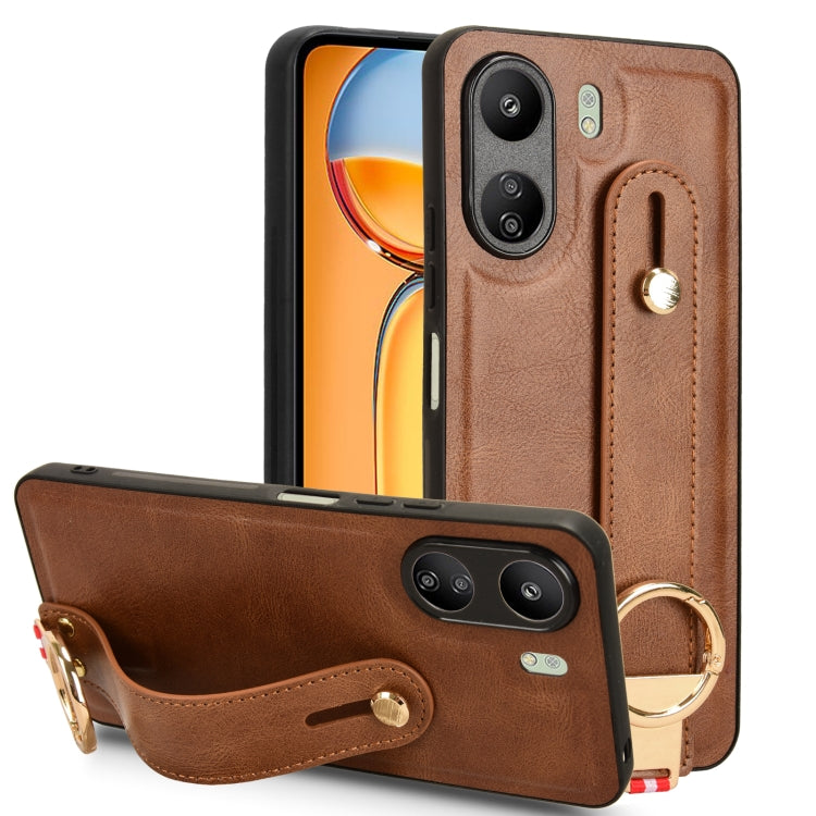 Custodia per telefono posteriore in pelle con cinturino, For Xiaomi 14 Ultra, For Xiaomi Redmi 13C 4G/Poco C65, For Xiaomi 14 Pro, For Xiaomi 14