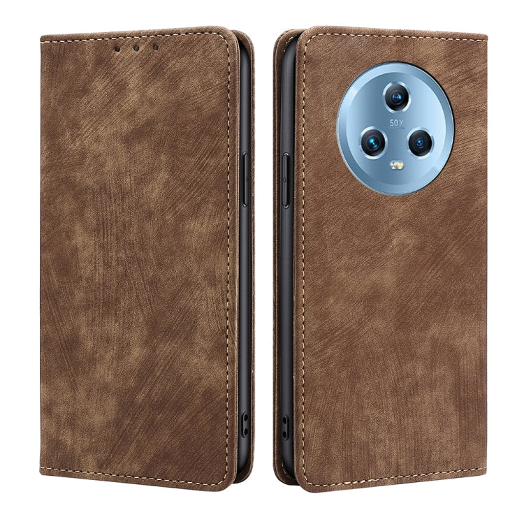 Custodia per telefono in pelle magnetica con spazzola antifurto RFID, For Honor Magic5, For Honor Magic5 Pro, For Honor X5 4G, For Honor X40