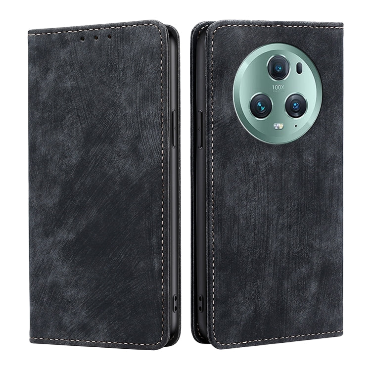 Custodia per telefono in pelle magnetica con spazzola antifurto RFID, For Honor Magic5, For Honor Magic5 Pro, For Honor X5 4G, For Honor X40