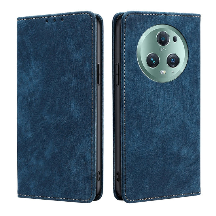Custodia per telefono in pelle magnetica con spazzola antifurto RFID, For Honor Magic5, For Honor Magic5 Pro, For Honor X5 4G, For Honor X40