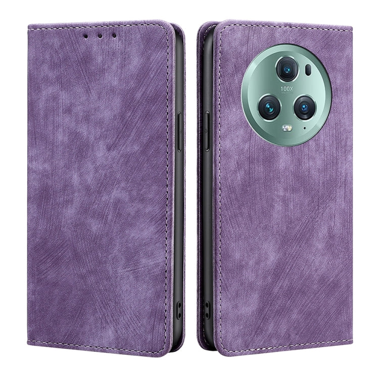 Custodia per telefono in pelle magnetica con spazzola antifurto RFID, For Honor Magic5, For Honor Magic5 Pro, For Honor X5 4G, For Honor X40