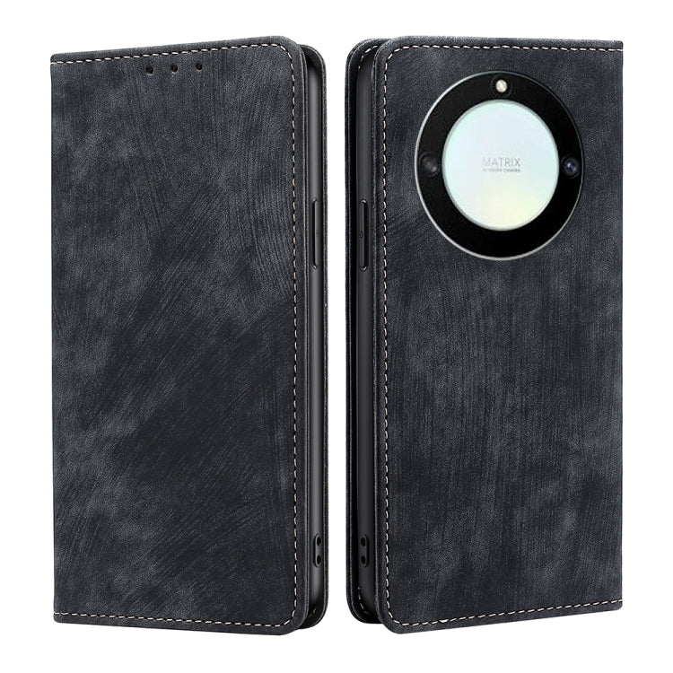 Custodia per telefono in pelle magnetica con spazzola antifurto RFID, For Honor Magic5, For Honor Magic5 Pro, For Honor X5 4G, For Honor X40