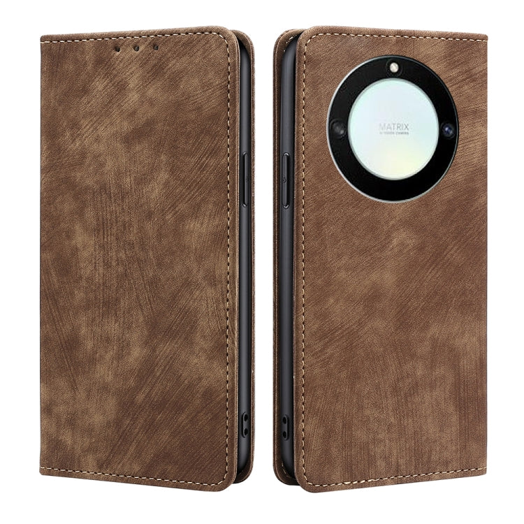 Custodia per telefono in pelle magnetica con spazzola antifurto RFID, For Honor Magic5, For Honor Magic5 Pro, For Honor X5 4G, For Honor X40