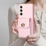 Custodia in pelle rombica a portafoglio per Samsung Galaxy S23+, S23 Ultra, S22
